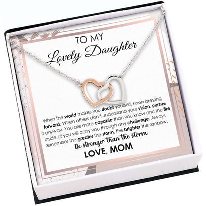 Daughter Necklace, To My Lovely Daughter “ Gift For Daughter Interlocking Heart Dughter's Day Rakva