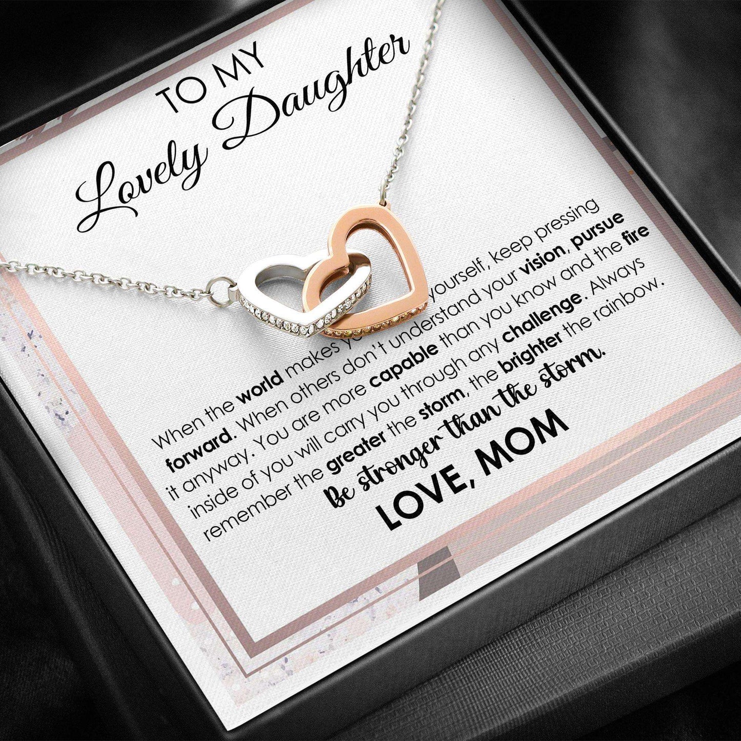 Daughter Necklace, To My Lovely Daughter “ Gift For Daughter Interlocking Heart Dughter's Day Rakva