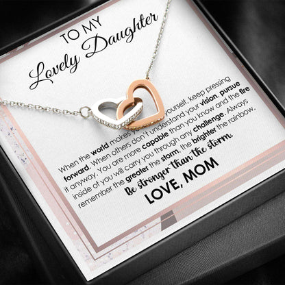 Daughter Necklace, To My Lovely Daughter “ Gift For Daughter Interlocking Heart Dughter's Day Rakva