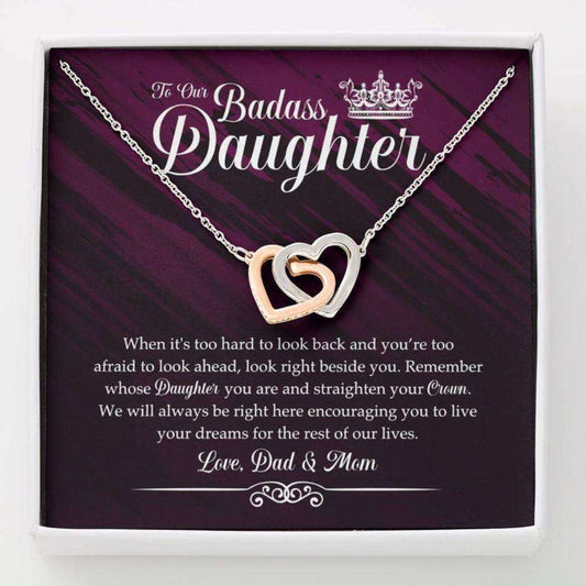 Daughter Necklace, To Our Badass Daughter Necklace “ Straighten Your Crown Dughter's Day Rakva