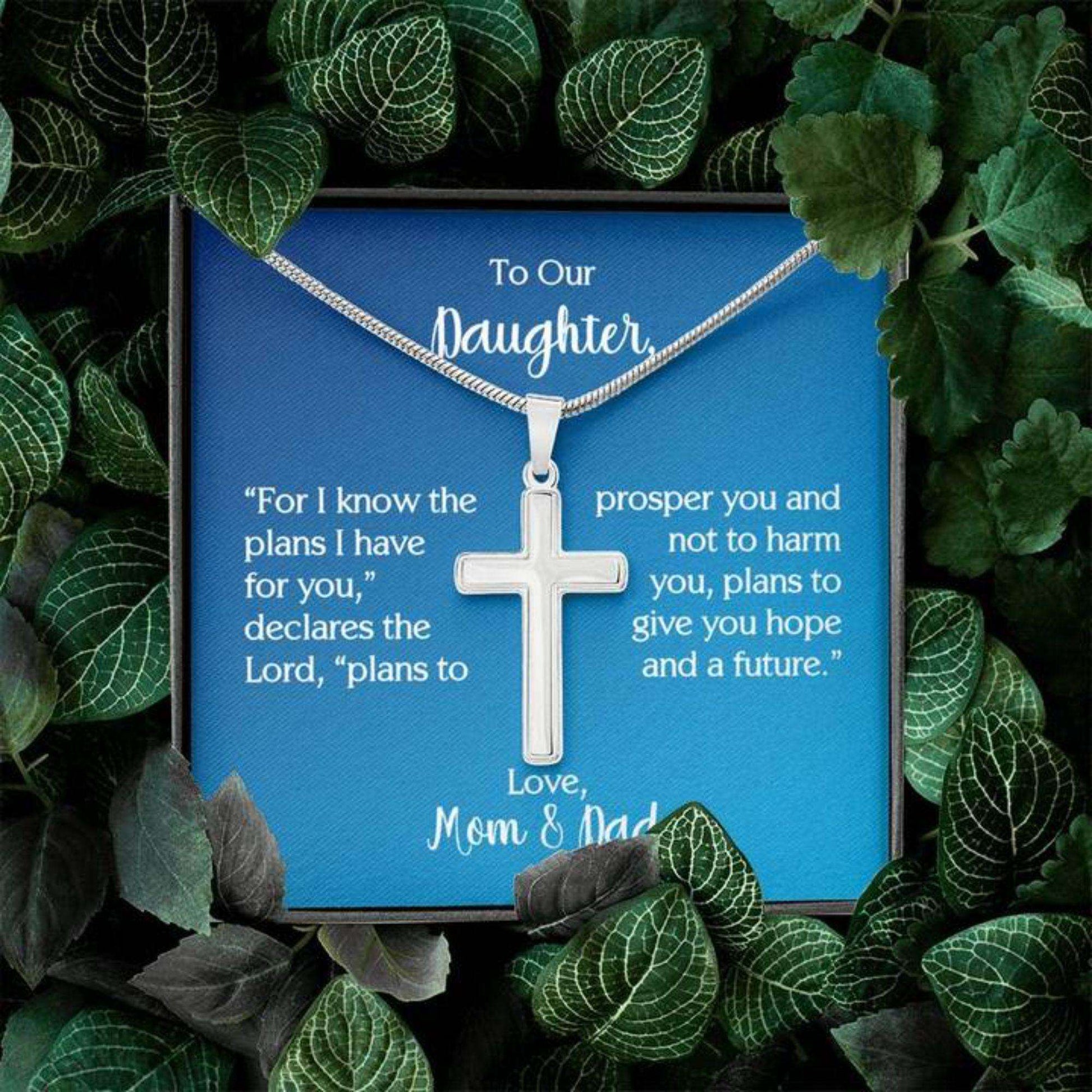 Daughter Necklace, To Our Daughter Cross Necklace On With Verse Jeremiah 29:11 Dughter's Day Rakva