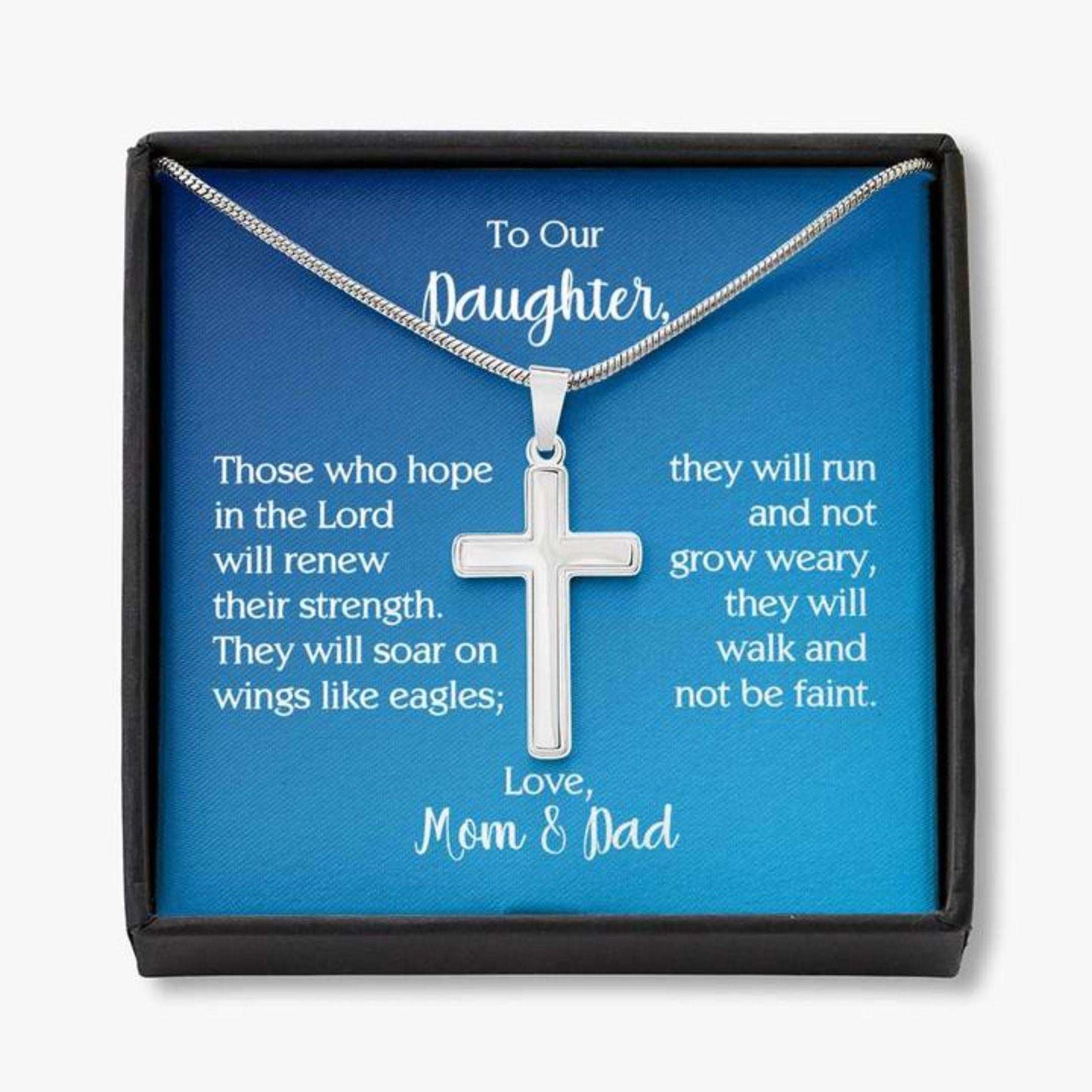 Daughter Necklace, To Our Daughter Cross Necklace With Isaiah 40:31 Dughter's Day Rakva