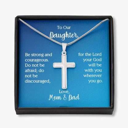 Daughter Necklace, To Our Daughter Cross Necklace With Joshua 1:9 Dughter's Day Rakva