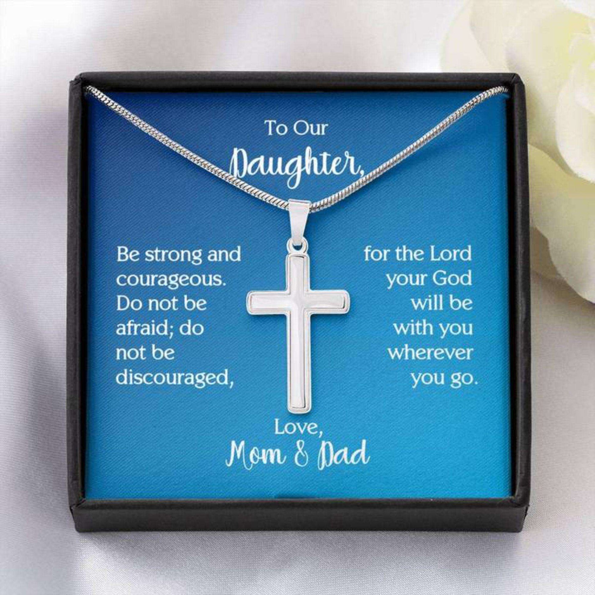 Daughter Necklace, To Our Daughter Cross Necklace With Joshua 1:9 Dughter's Day Rakva