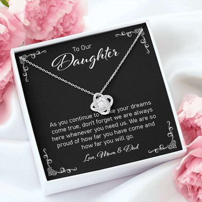 Daughter Necklace, To Our Daughter From Mum And Dad Love Knot Necklace Dughter's Day Rakva