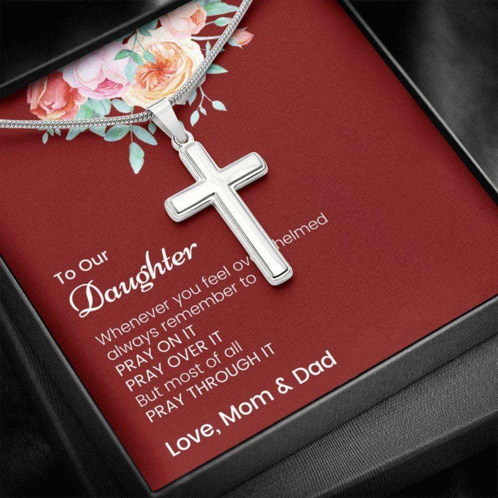 Daughter Necklace, To Our Daughter, Love Mom & Dad “ Motivation Cross For Your Daughter, Daughter Christmas Birthday Necklace Dughter's Day Rakva