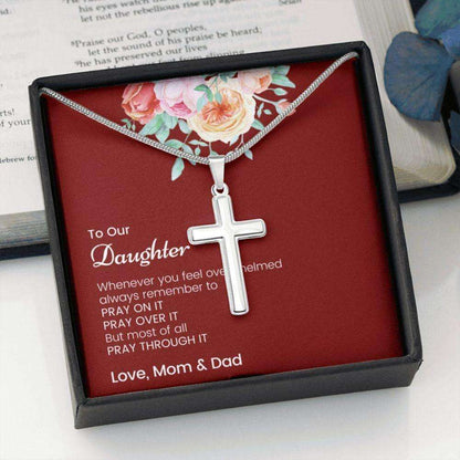 Daughter Necklace, To Our Daughter, Love Mom & Dad “ Motivation Cross For Your Daughter, Daughter Christmas Birthday Necklace Dughter's Day Rakva