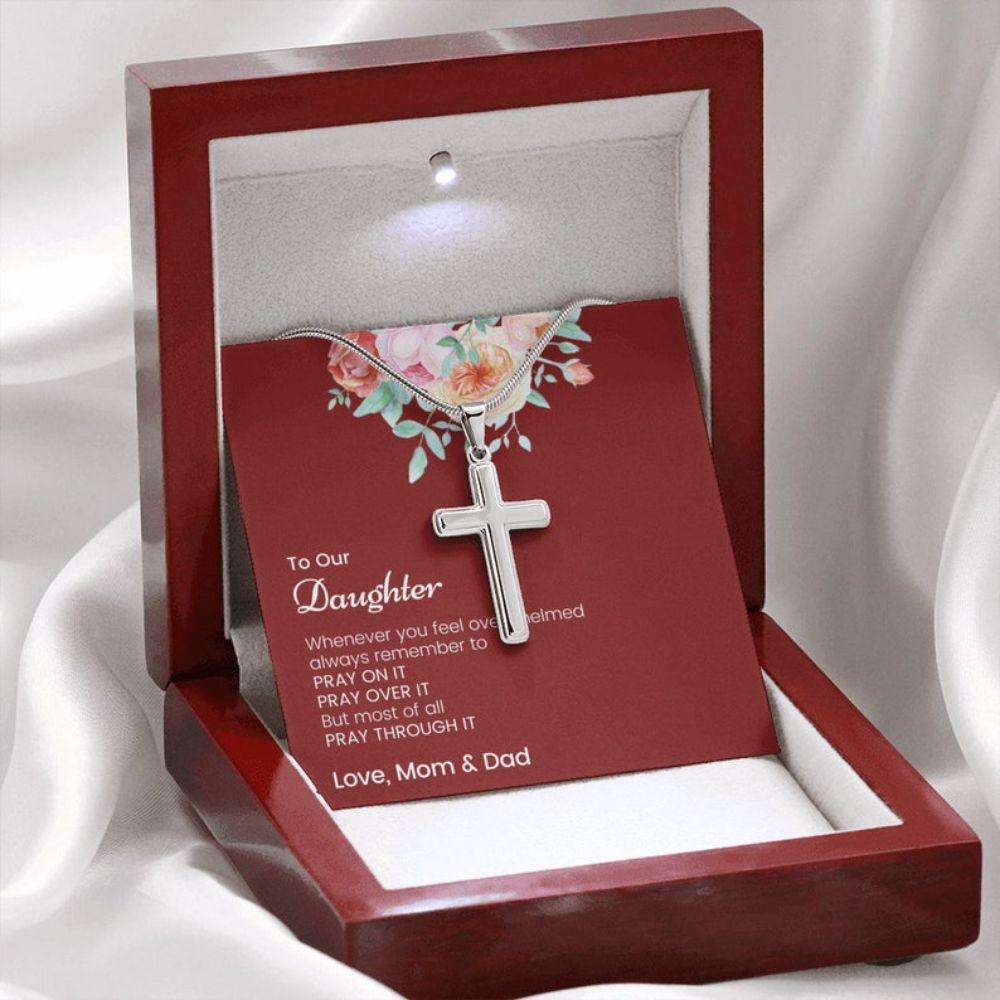 Daughter Necklace, To Our Daughter, Love Mom & Dad “ Motivation Cross For Your Daughter, Daughter Christmas Birthday Necklace Dughter's Day Rakva