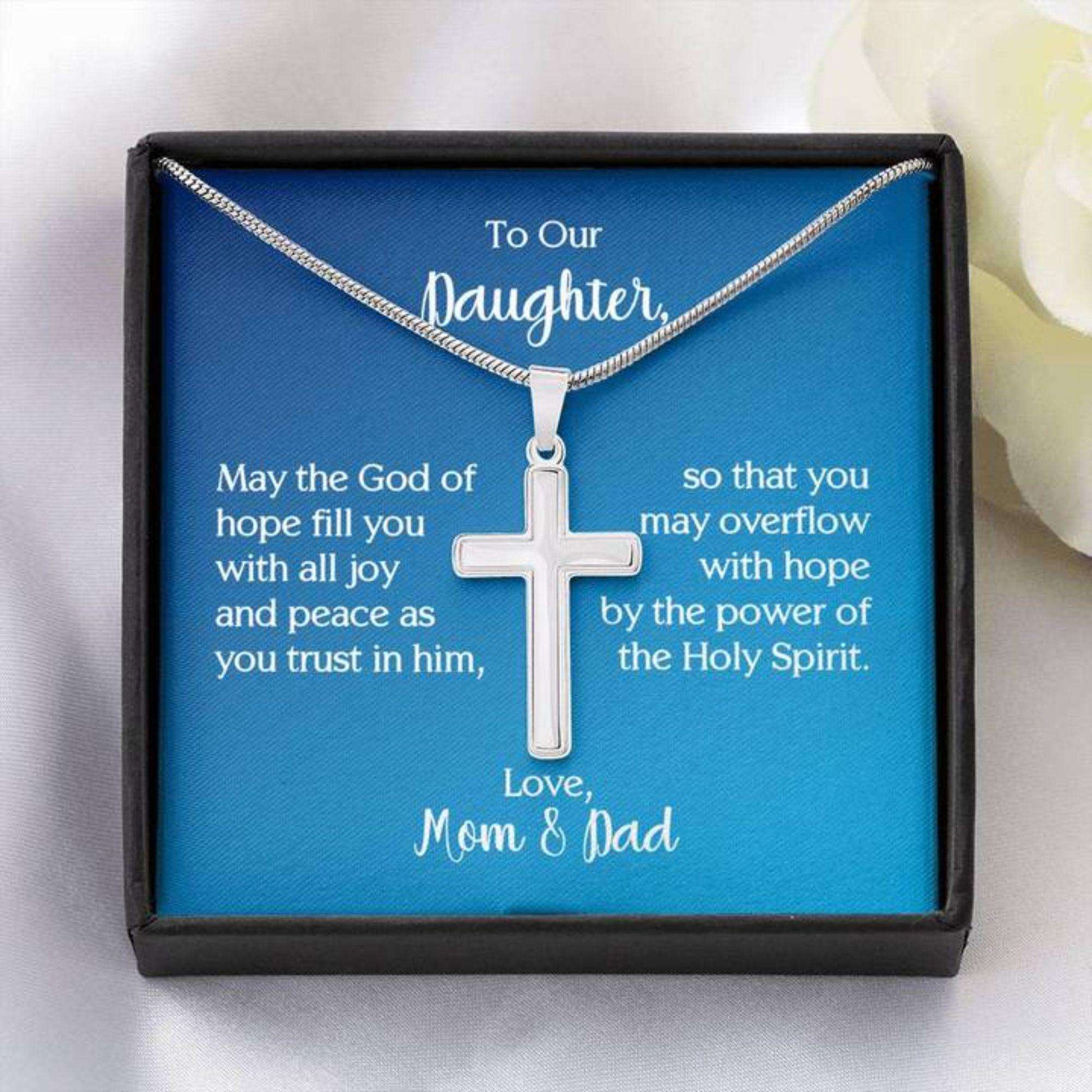 Daughter Necklace, To Our Daughter Romans 15:13 Cross Necklace On Dughter's Day Rakva