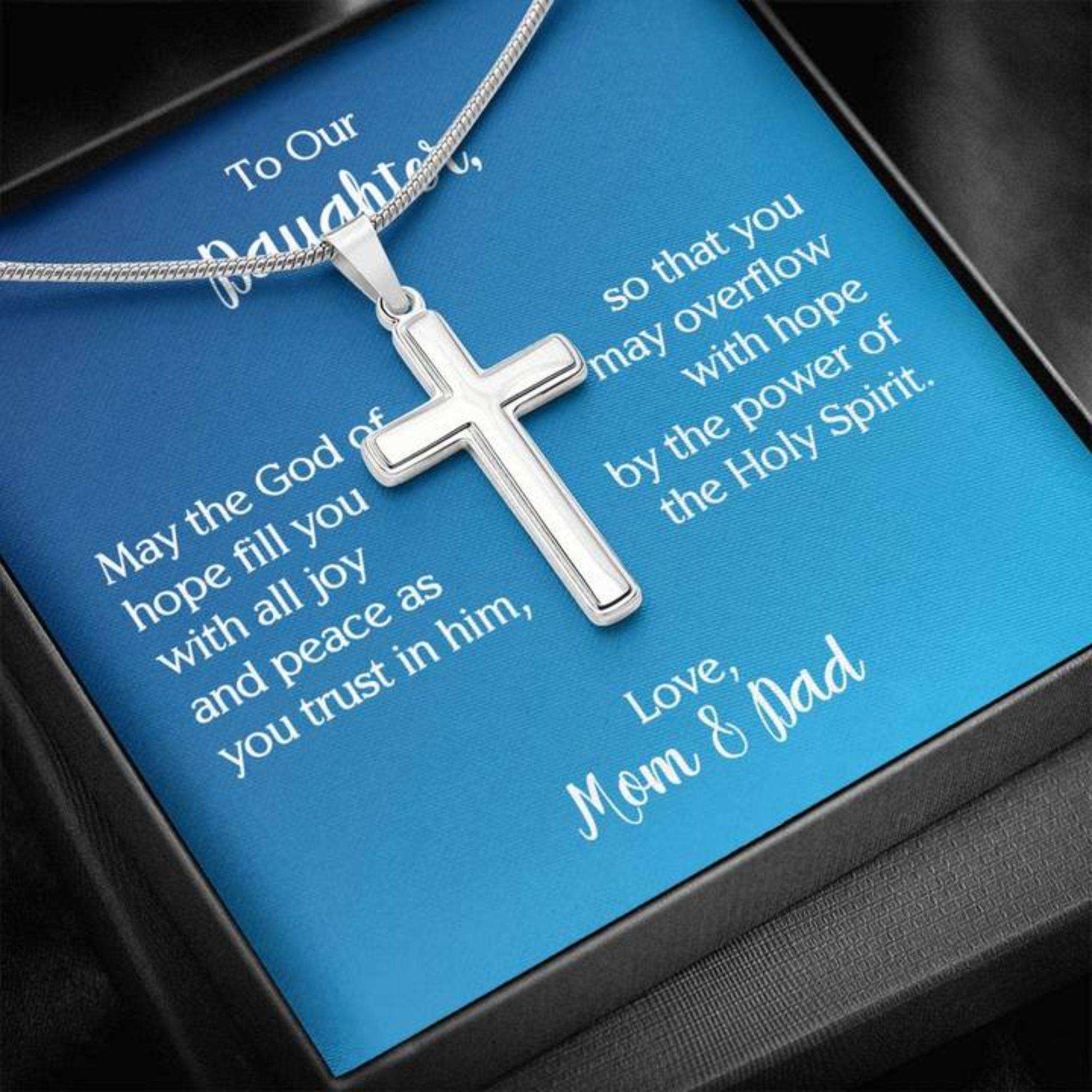 Daughter Necklace, To Our Daughter Romans 15:13 Cross Necklace On Dughter's Day Rakva