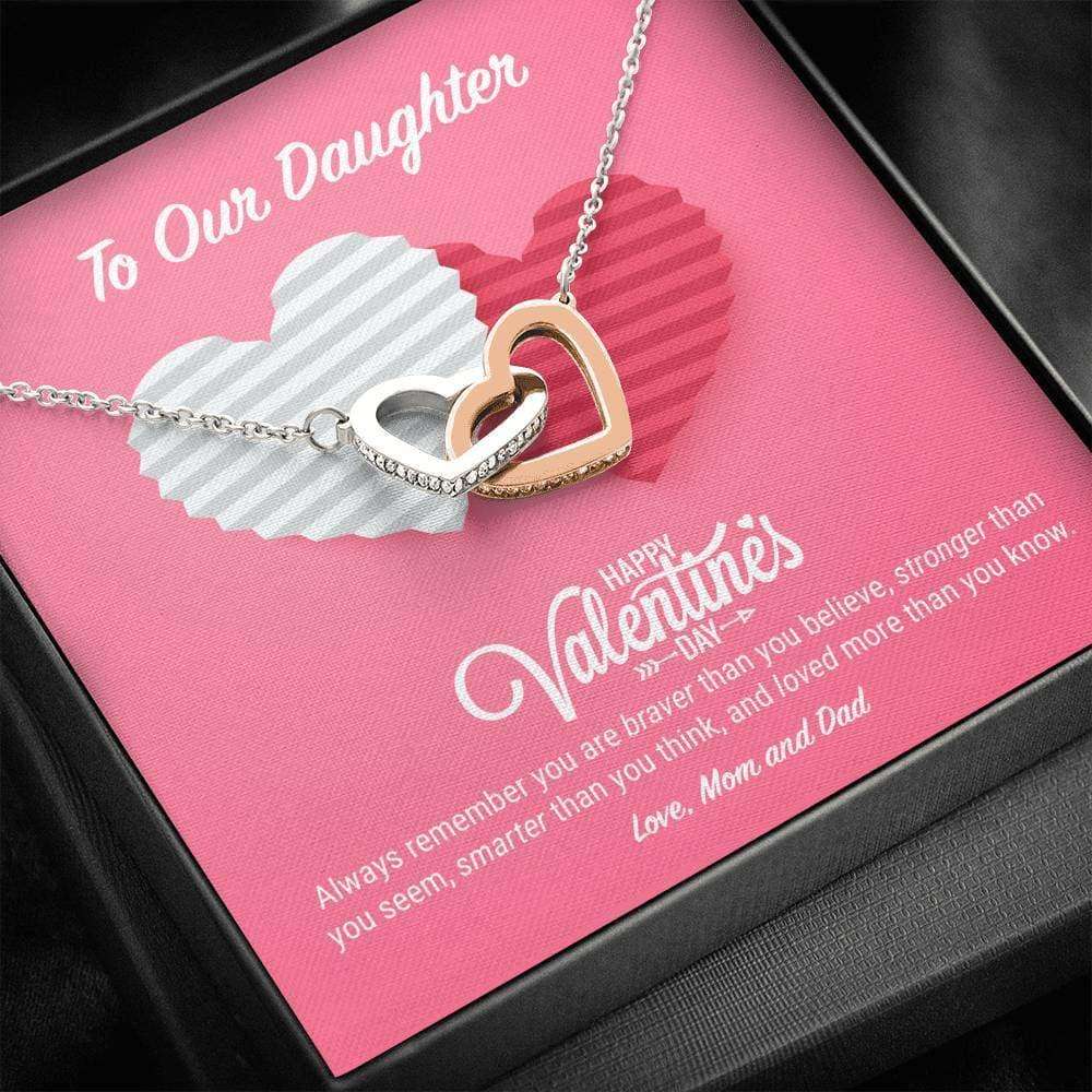 Daughter Necklace, To Our Daughter Valentine’S Day Interlocking Hearts Necklace Dughter's Day Rakva