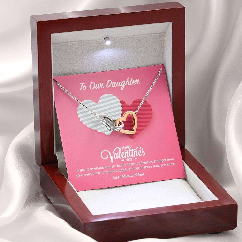 Daughter Necklace, To Our Daughter Valentine’S Day Interlocking Hearts Necklace Dughter's Day Rakva