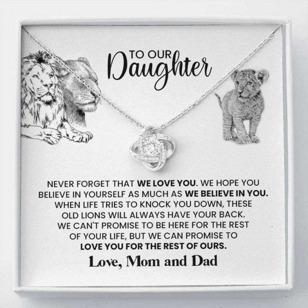 Daughter Necklace, To Our Daughter Œthese Old Lions” Love Knot Necklace Gift From Dad Dughter's Day Rakva