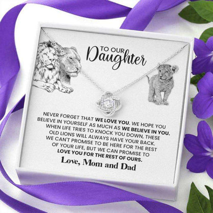 Daughter Necklace, To Our Daughter Œthese Old Lions” Love Knot Necklace Gift From Dad Dughter's Day Rakva