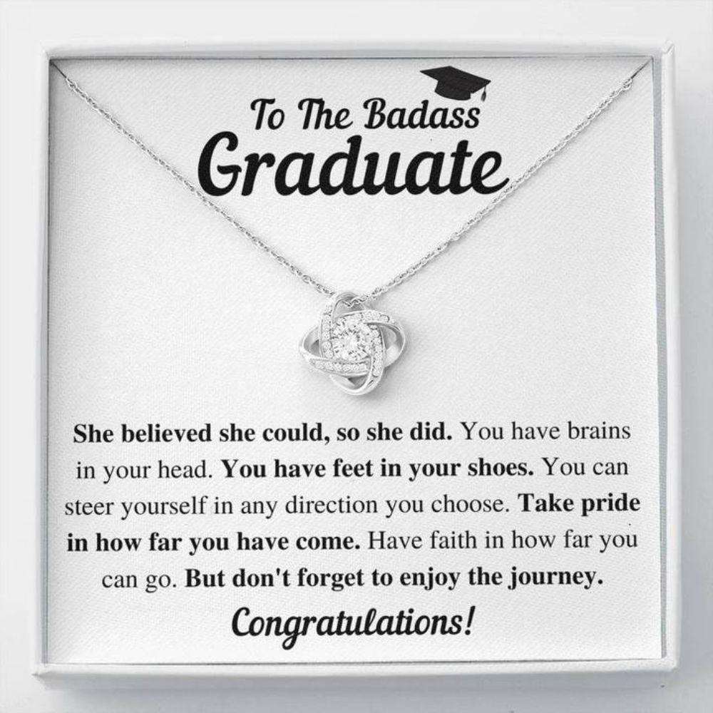 Daughter Necklace, To The Badass Graduate She Did Love Knot Necklace Gift Dughter's Day Rakva