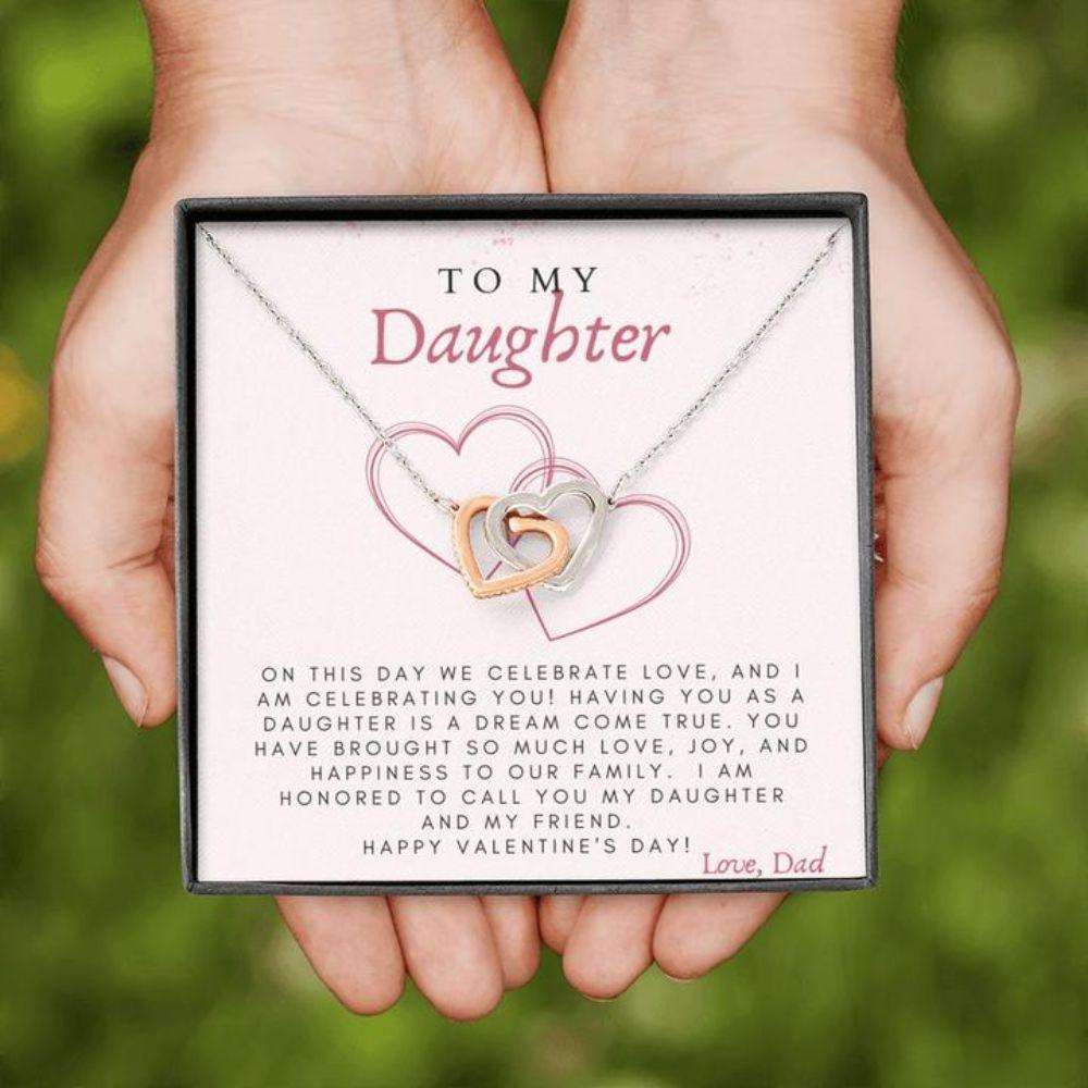 Daughter Necklace “ Valentine’S Day Gift For Daughter “ Daughter Valentine’S Gift From Dad With Celebrate Love Message Dughter's Day Rakva