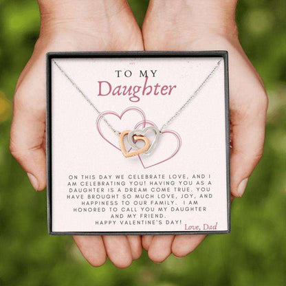 Daughter Necklace “ Valentine’S Day Gift For Daughter “ Daughter Valentine’S Gift From Dad With Celebrate Love Message Dughter's Day Rakva