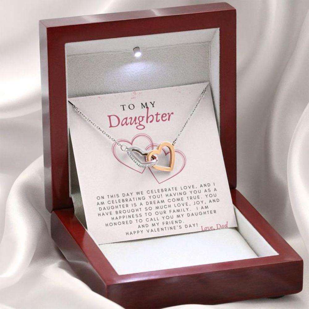 Daughter Necklace “ Valentine’S Day Gift For Daughter “ Daughter Valentine’S Gift From Dad With Celebrate Love Message Dughter's Day Rakva