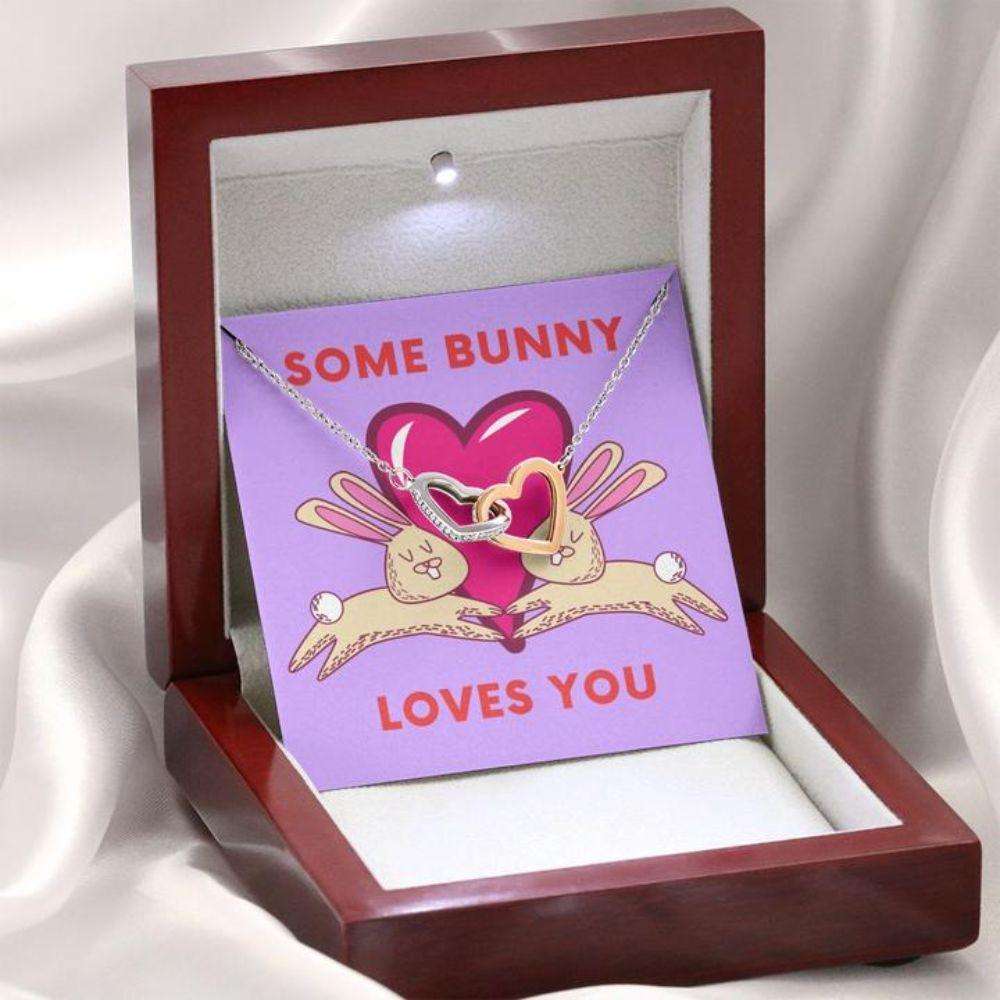 Daughter Necklace, Valentine’S Day Gift Necklace For Daughter “ Some Bunny Loves You Gift Necklace Dughter's Day Rakva