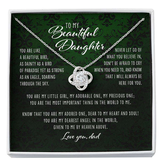 Daughter Necklace, You Are Like A Beautiful Bird Dad To Daughter Gift “ Love Knot Necklace Dughter's Day Rakva