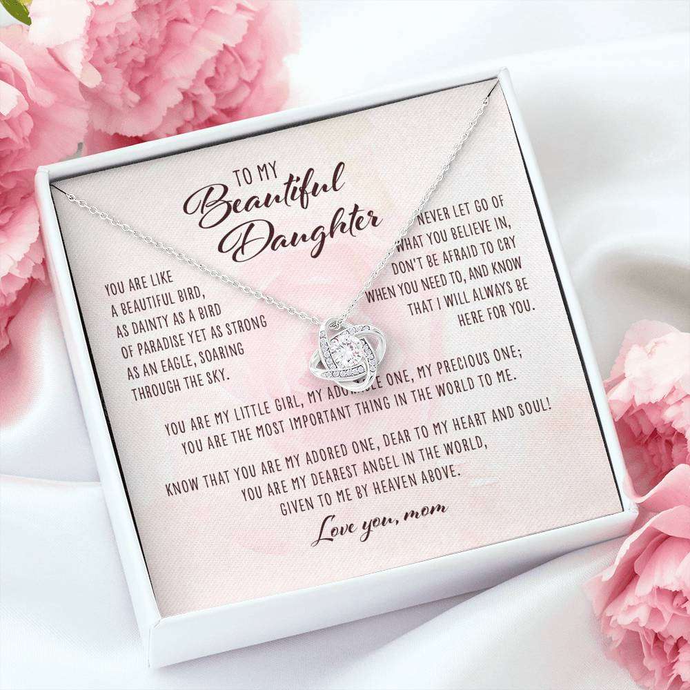 Daughter Necklace, You Are Like A Beautiful Bird Mom To Daughter Gift “ Love Knot Necklace Dughter's Day Rakva