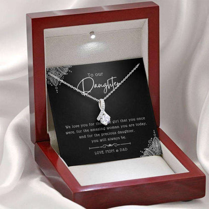 Daughter Necklace,To Our Daughter Necklace, Gift Boxed Cz Crystal White Gold Pendant Necklace Gift For Daughter From Mom & Dad Dughter's Day Rakva