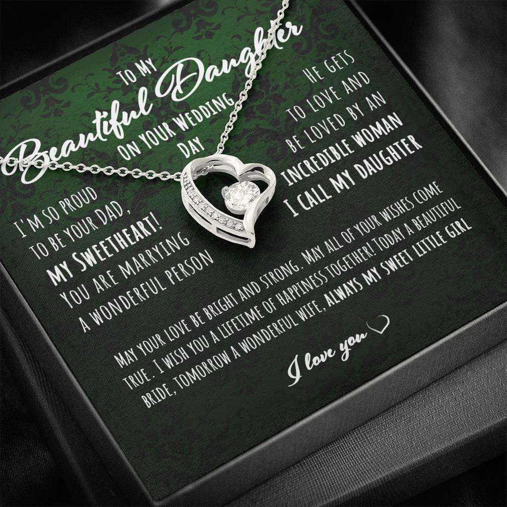 Daugther Necklace, Gift For Daughter On Wedding Day, For Bride From Her Dad Heart Necklace Dughter's Day Rakva