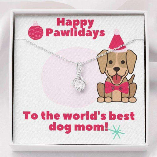 Dog Mom Necklace, Dog Mom Happy Holidays Gift Necklace Gifts for Mother (Mom) Rakva