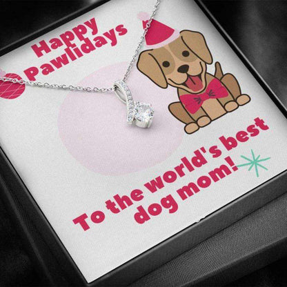 Dog Mom Necklace, Dog Mom Happy Holidays Gift Necklace Gifts for Mother (Mom) Rakva