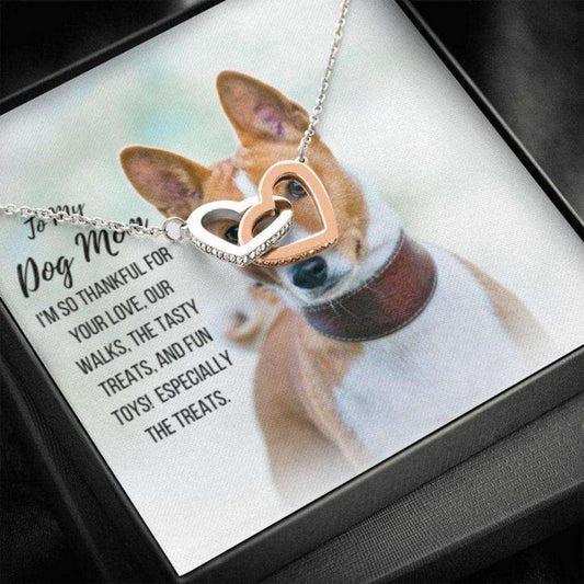 Dog Mom Necklace, Gift Necklace With Message Card “ Basenji Dog Mom Gifts for Mother (Mom) Rakva