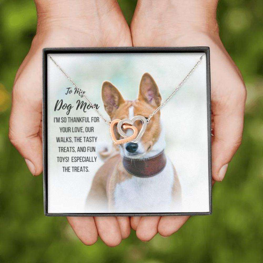 Dog Mom Necklace, Gift Necklace With Message Card “ Basenji Dog Mom Gifts for Mother (Mom) Rakva