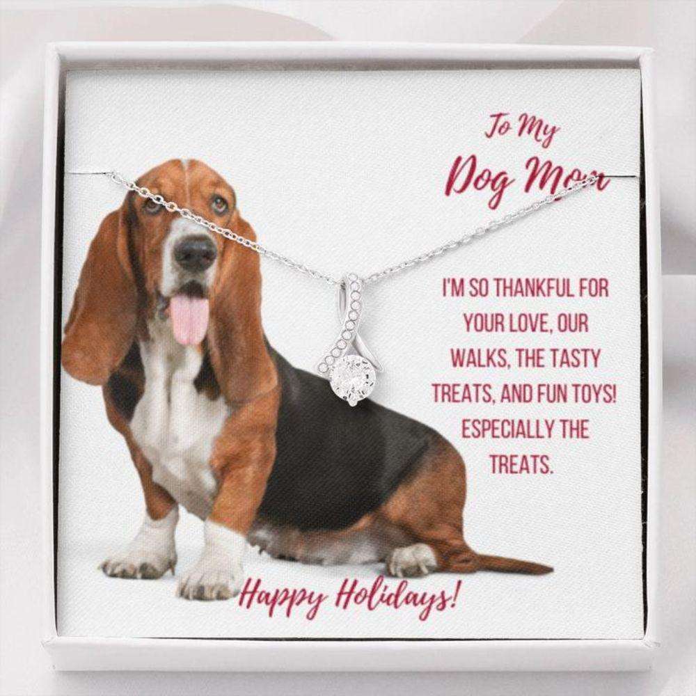 Dog Mom Necklace, Gift Necklace With Message Card “ Basset Hound Dog Mom Beauty Necklace Gifts for Mother (Mom) Rakva