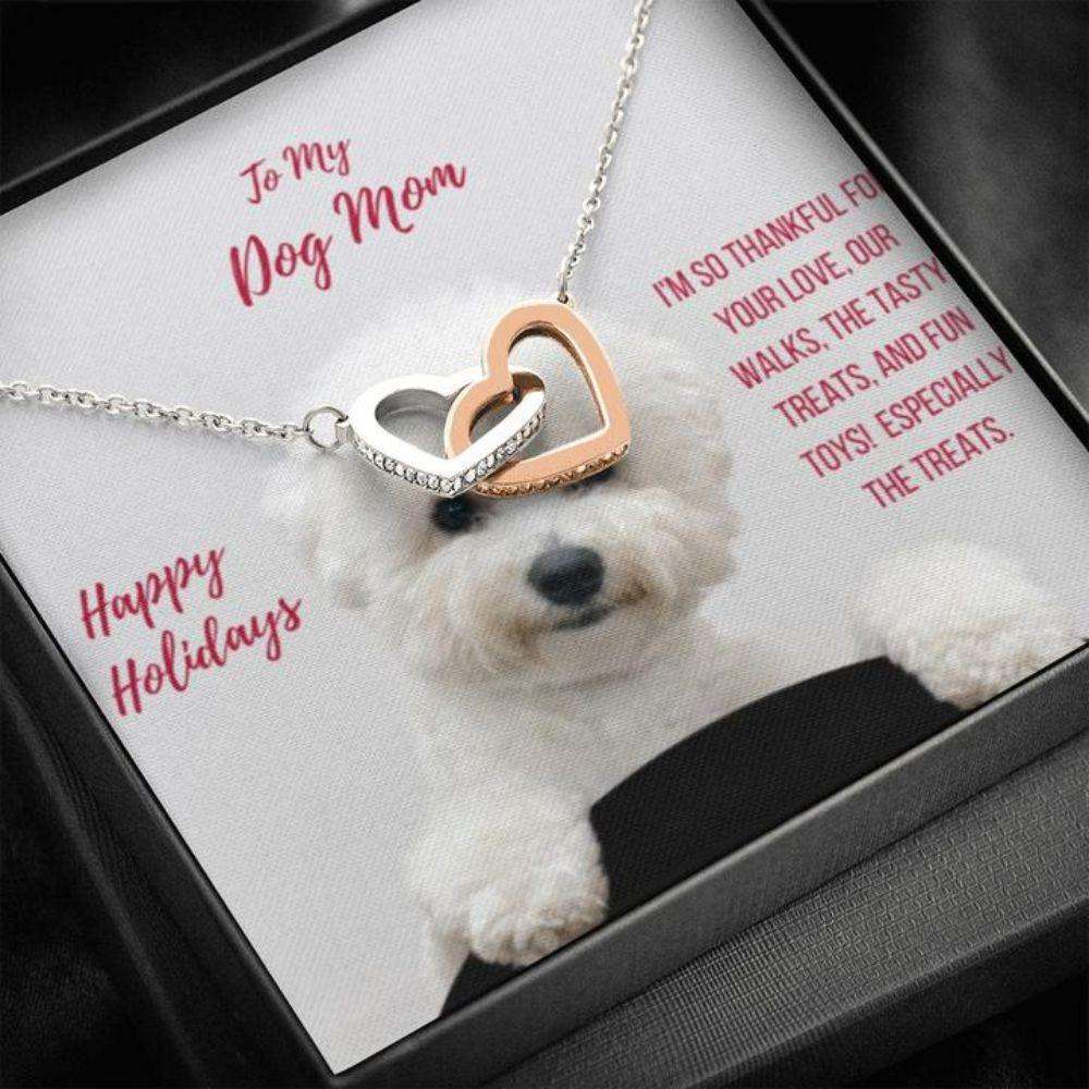 Dog Mom Necklace, Gift Necklace With Message Card “ Bichon Frise Dog Mom Gifts for Mother (Mom) Rakva