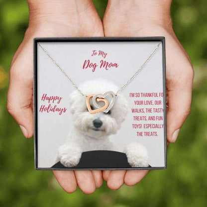 Dog Mom Necklace, Gift Necklace With Message Card “ Bichon Frise Dog Mom Gifts for Mother (Mom) Rakva