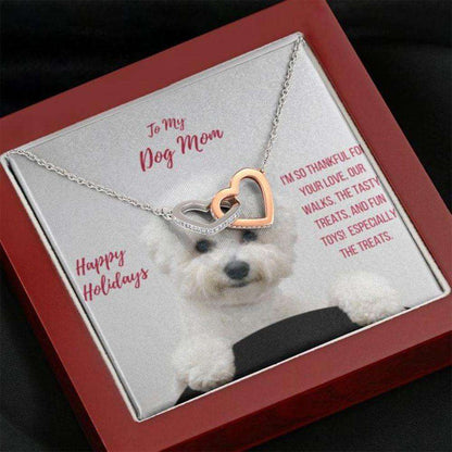 Dog Mom Necklace, Gift Necklace With Message Card “ Bichon Frise Dog Mom Gifts for Mother (Mom) Rakva