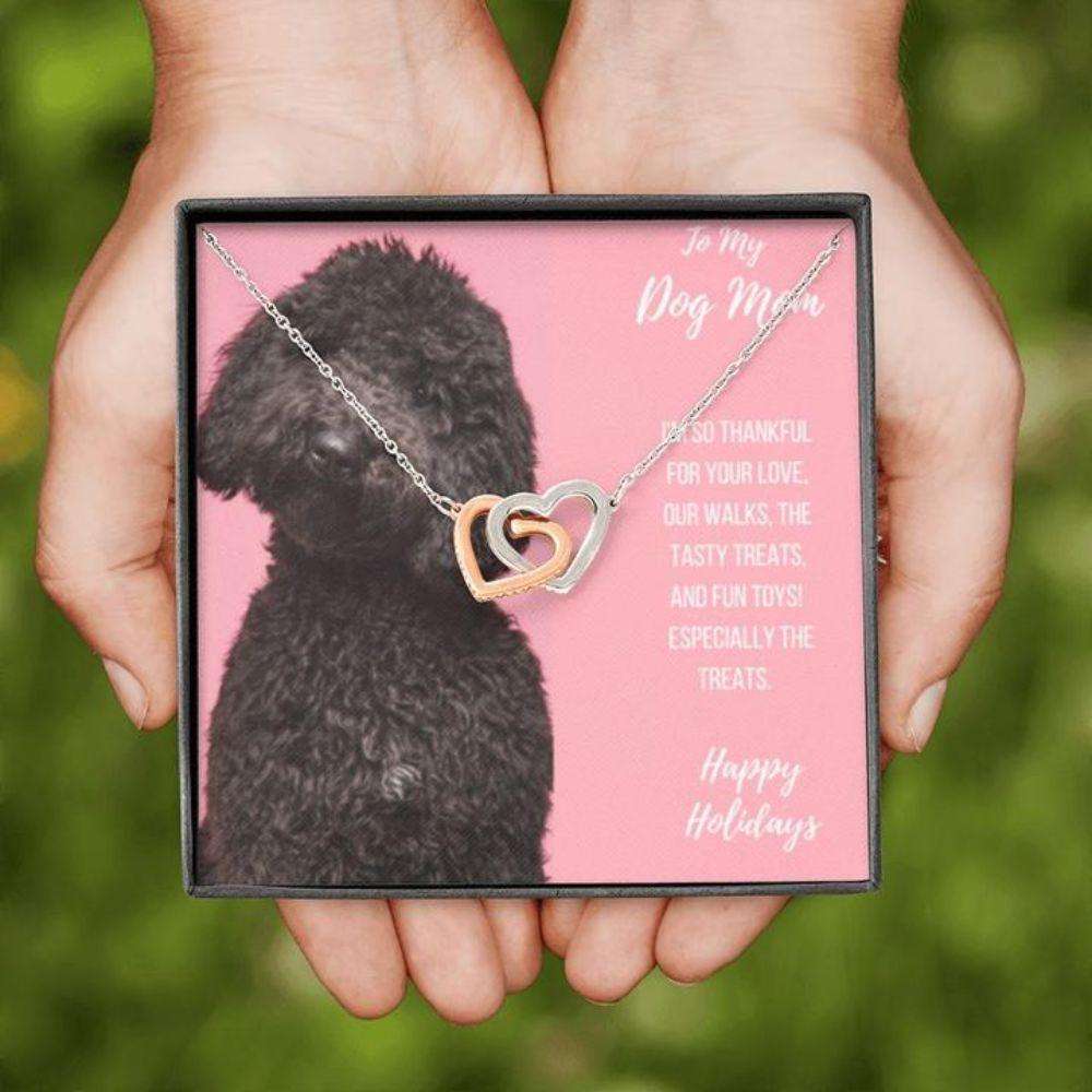 Dog Mom Necklace, Gift Necklace With Message Card “ Black Doodle Dog Goldendoodle Labradoodle Mom Gifts for Mother (Mom) Rakva