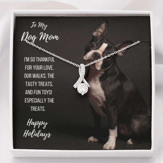 Dog Mom Necklace, Gift Necklace With Message Card “ Boston Terrier Dog Mom The Inner Necklace Gifts for Mother (Mom) Rakva