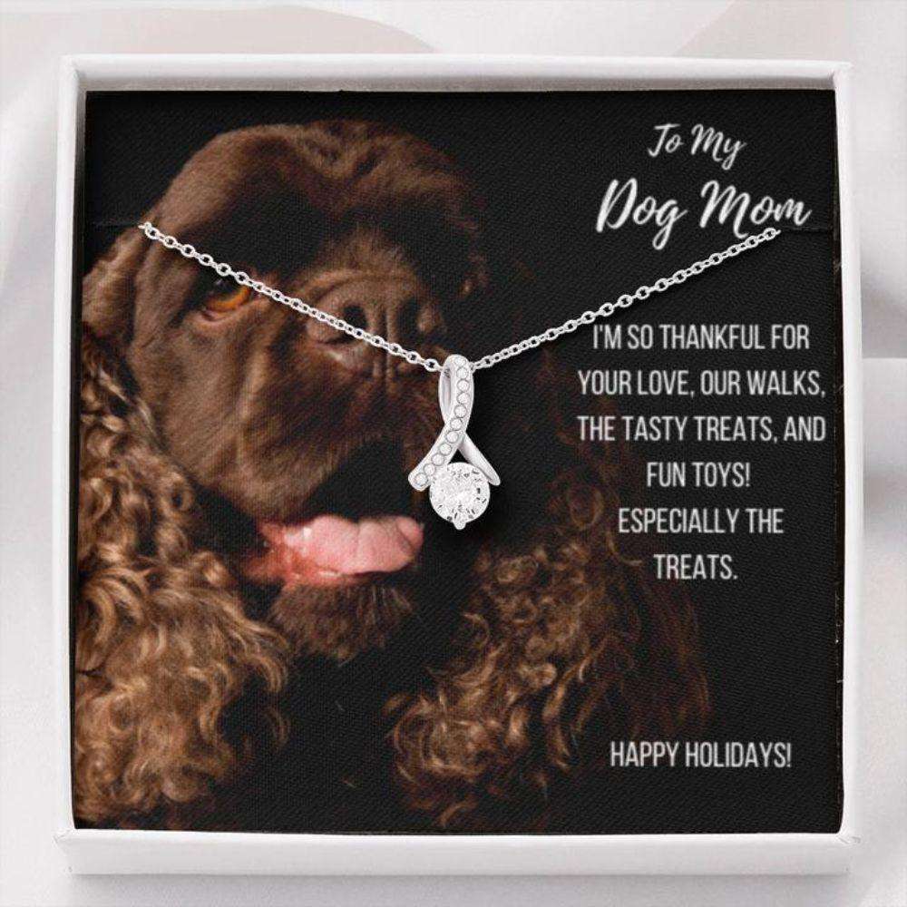 Dog Mom Necklace, Gift Necklace With Message Card “ Brown Cocker Spaniel Dog Mom Beauty Necklace Gifts for Mother (Mom) Rakva