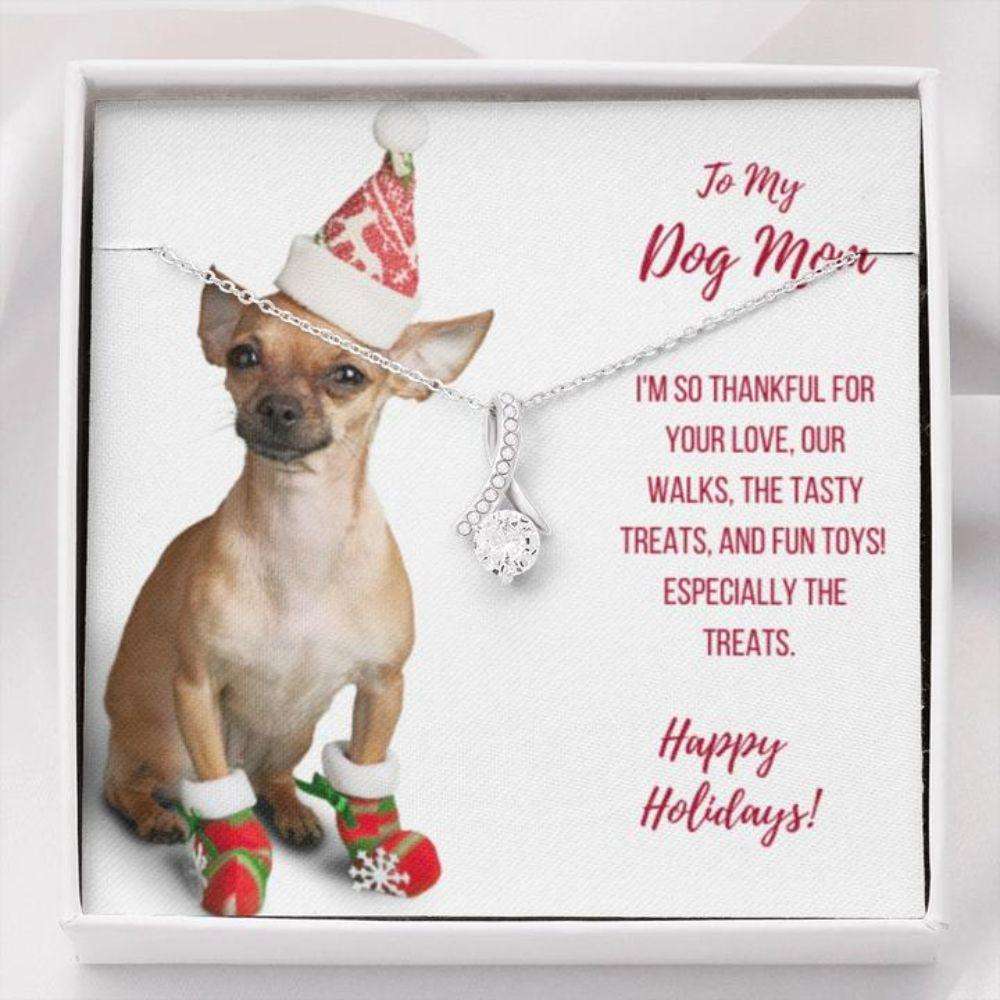 Dog Mom Necklace, Gift Necklace With Message Card “ Chihuahua Dog Mom Beauty Necklace Gifts for Mother (Mom) Rakva