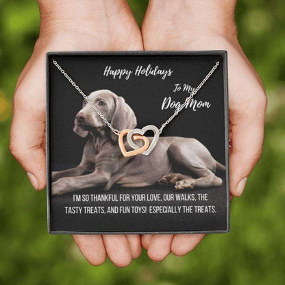 Dog Mom Necklace, Gift Necklace With Message Card “ Happy Holidays “ Weimaraner Dog Mom Gifts for Mother (Mom) Rakva