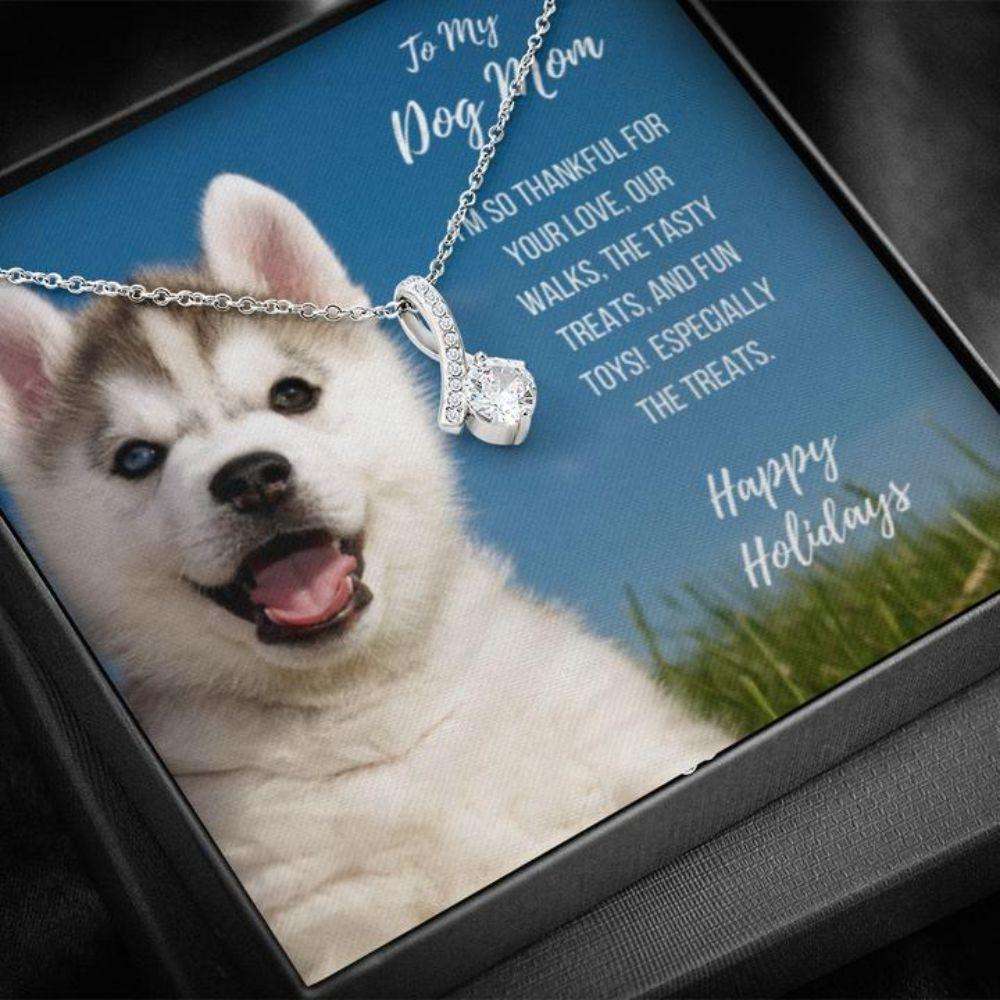 Dog Mom Necklace, Gift Necklace With Message Card Husky Dog Mom Beauty Necklace Gifts for Mother (Mom) Rakva