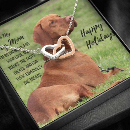 Dog Mom Necklace, Gift Necklace With Message Card “ Vizsla Happy Holidays “ Dog Mom Gifts for Mother (Mom) Rakva