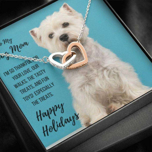 Dog Mom Necklace, Gift Necklace With Message Card Westie Dog Mom “ West Highland White Terrier Dog Gifts for Mother (Mom) Rakva