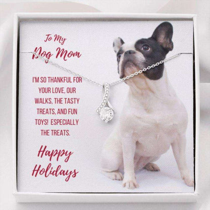 Dog Mom Necklace, Happy Holidays Gift “ French Bulldog Dog Mom Beauty Necklace Gifts for Mother (Mom) Rakva