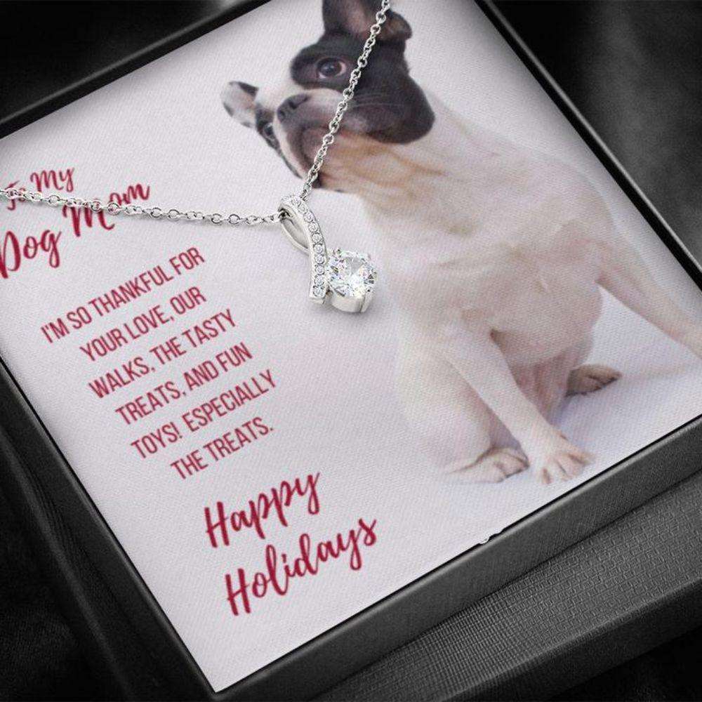 Dog Mom Necklace, Happy Holidays Gift “ French Bulldog Dog Mom Beauty Necklace Gifts for Mother (Mom) Rakva