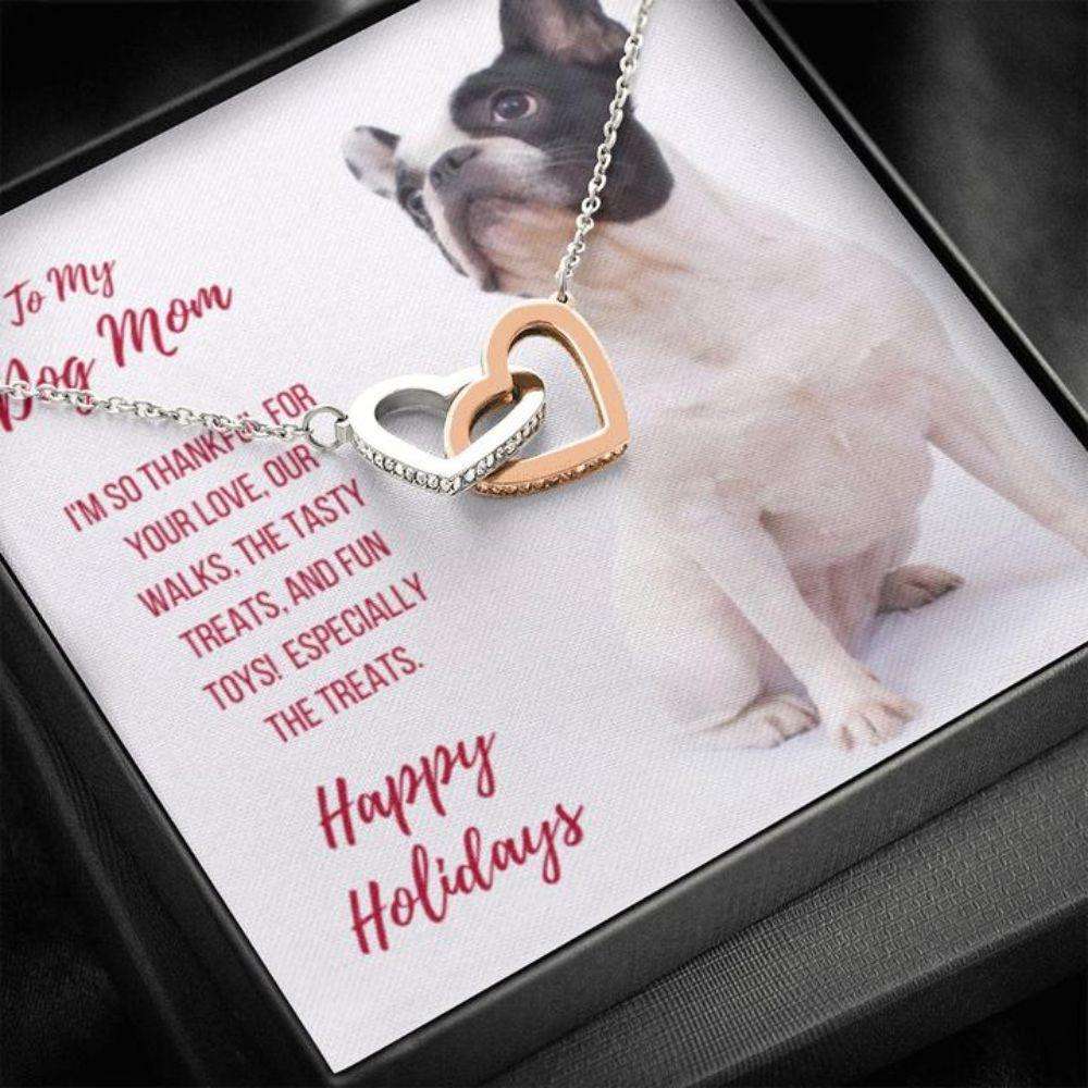 Dog Mom Necklace, Happy Holidays Gift “ French Bulldog Dog Mom Gift Necklace Gifts for Mother (Mom) Rakva