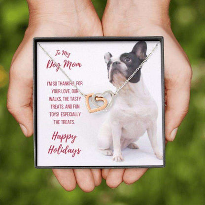 Dog Mom Necklace, Happy Holidays Gift “ French Bulldog Dog Mom Gift Necklace Gifts for Mother (Mom) Rakva