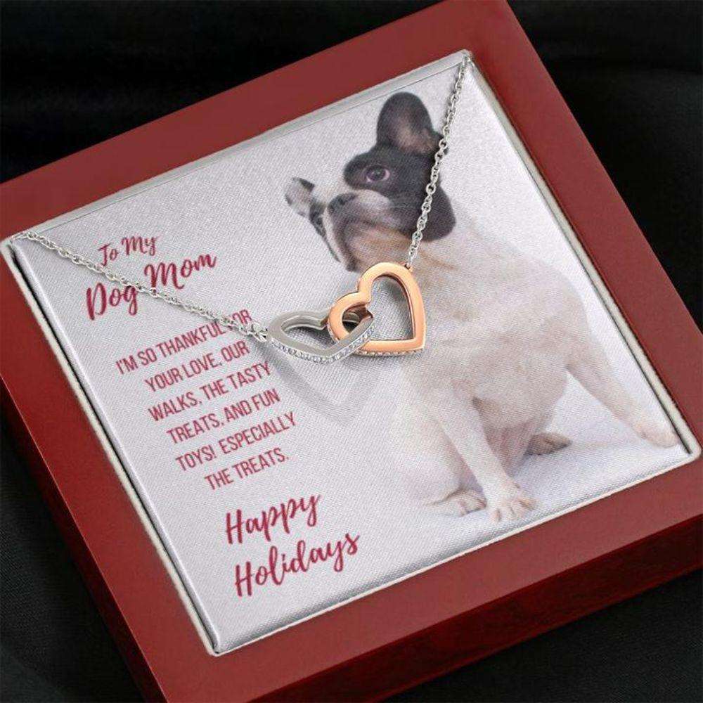 Dog Mom Necklace, Happy Holidays Gift “ French Bulldog Dog Mom Gift Necklace Gifts for Mother (Mom) Rakva