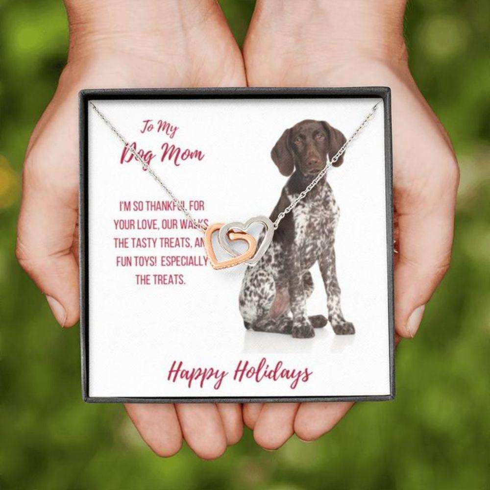 Dog Mom Necklace, Happy Holidays Gift “ German Shorthaired Pointer Dog Mom Necklace Gifts for Mother (Mom) Rakva