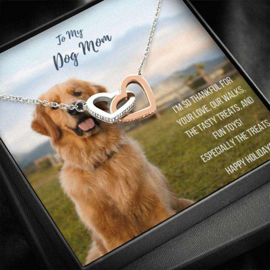 Dog Mom Necklace, Happy Holidays Gift “ Golden Retriever Dog Mom Necklace Gifts for Mother (Mom) Rakva